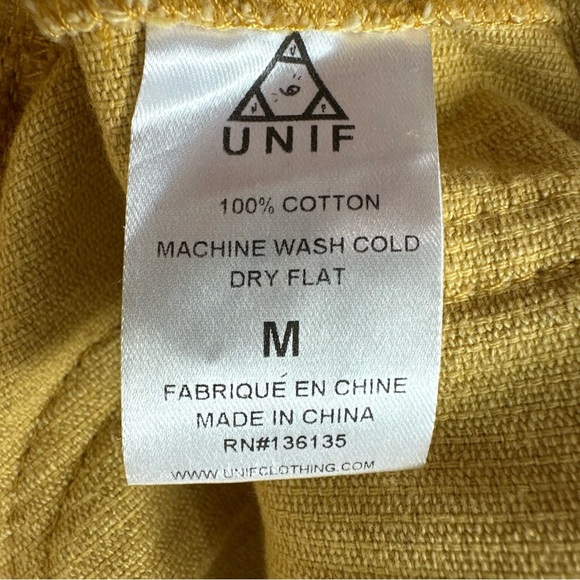 UNIF Mustard Yellow Corduroy Overall Mini Dress Women’s Medium Patch Pockets Zip - Picture 7 of 7